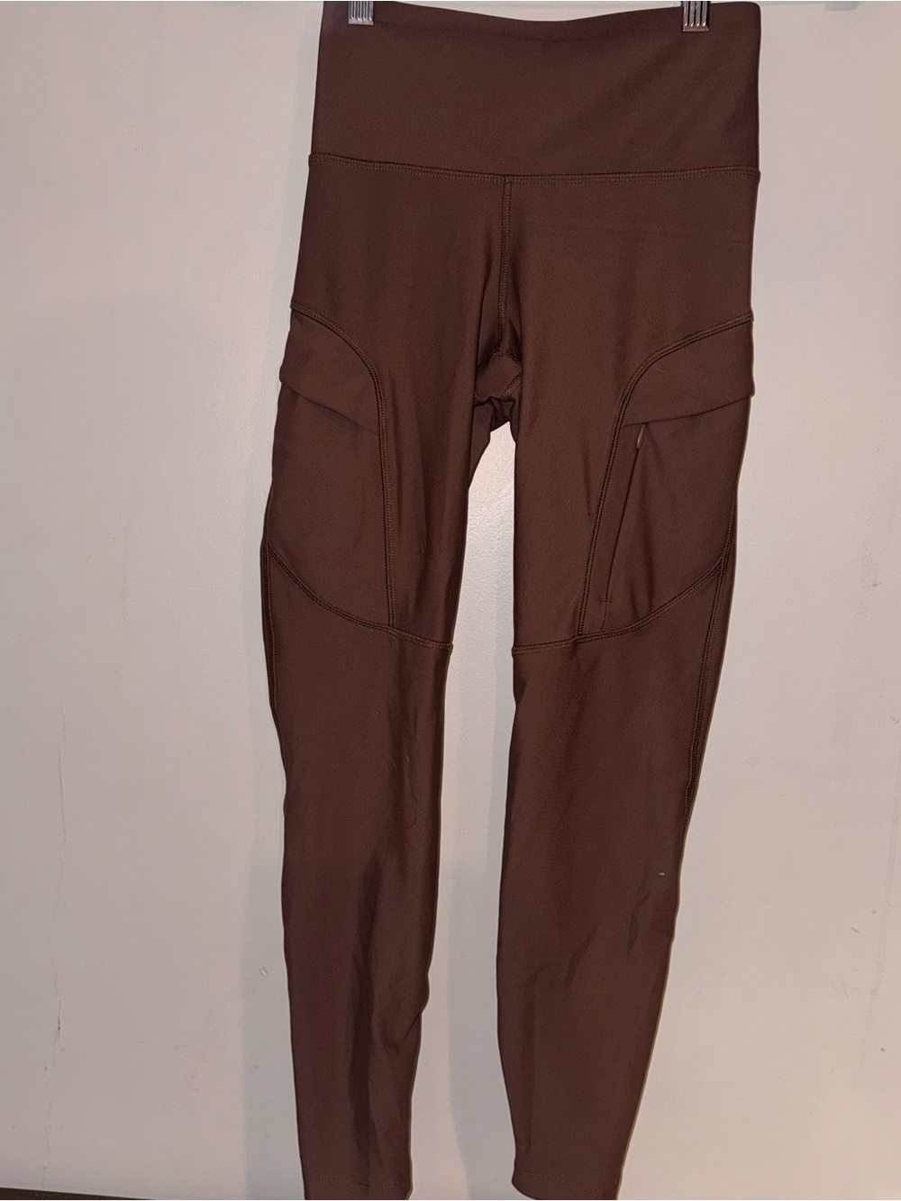 Active Old Navy Chocolate Brown High-Waist Leggings with Side Pockets